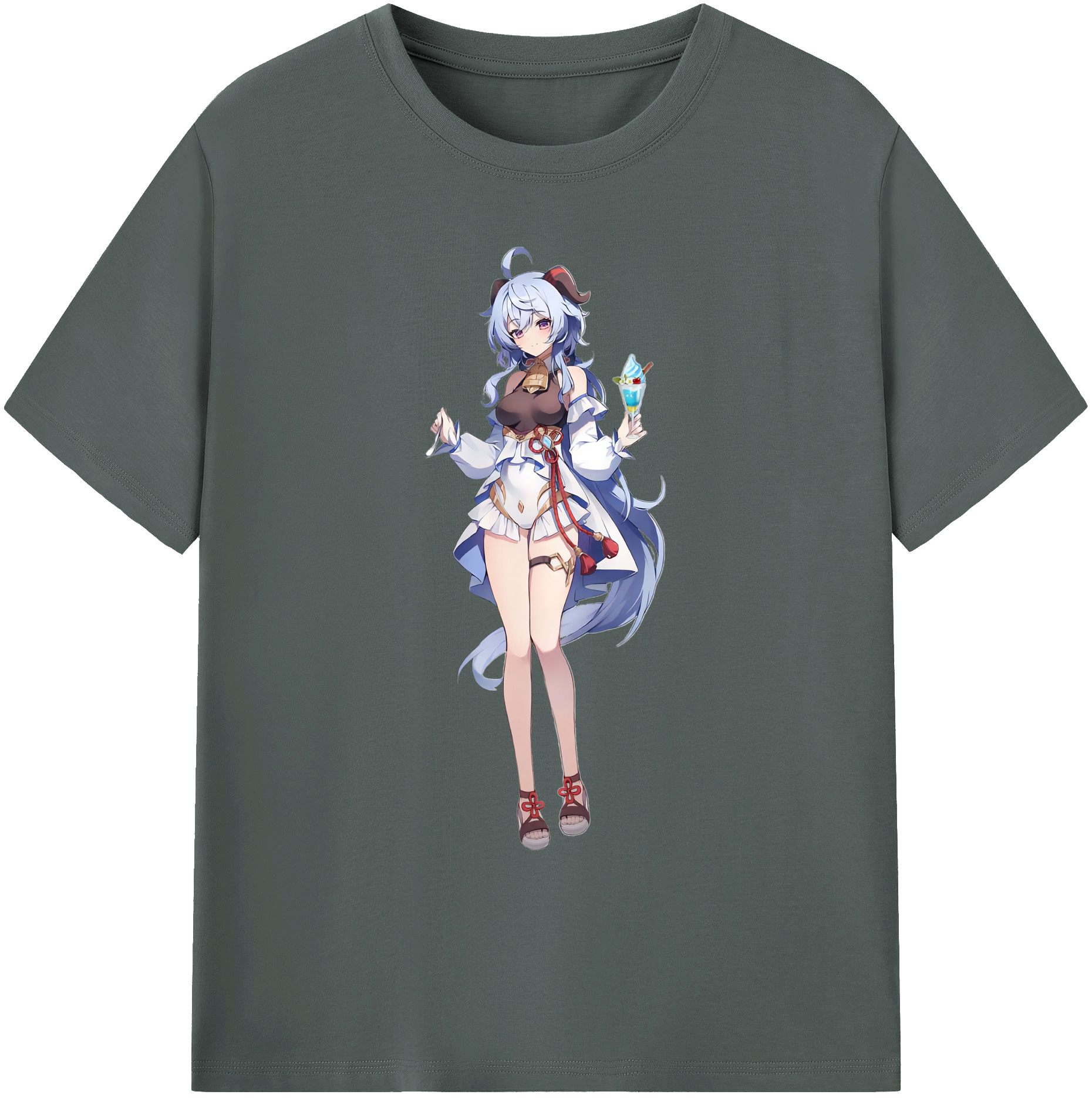 げんし神 甘雨 かんう genshin Ganyu 綿100％ メンズ半袖Tシャツ｜肌触りやわらか＆通気性